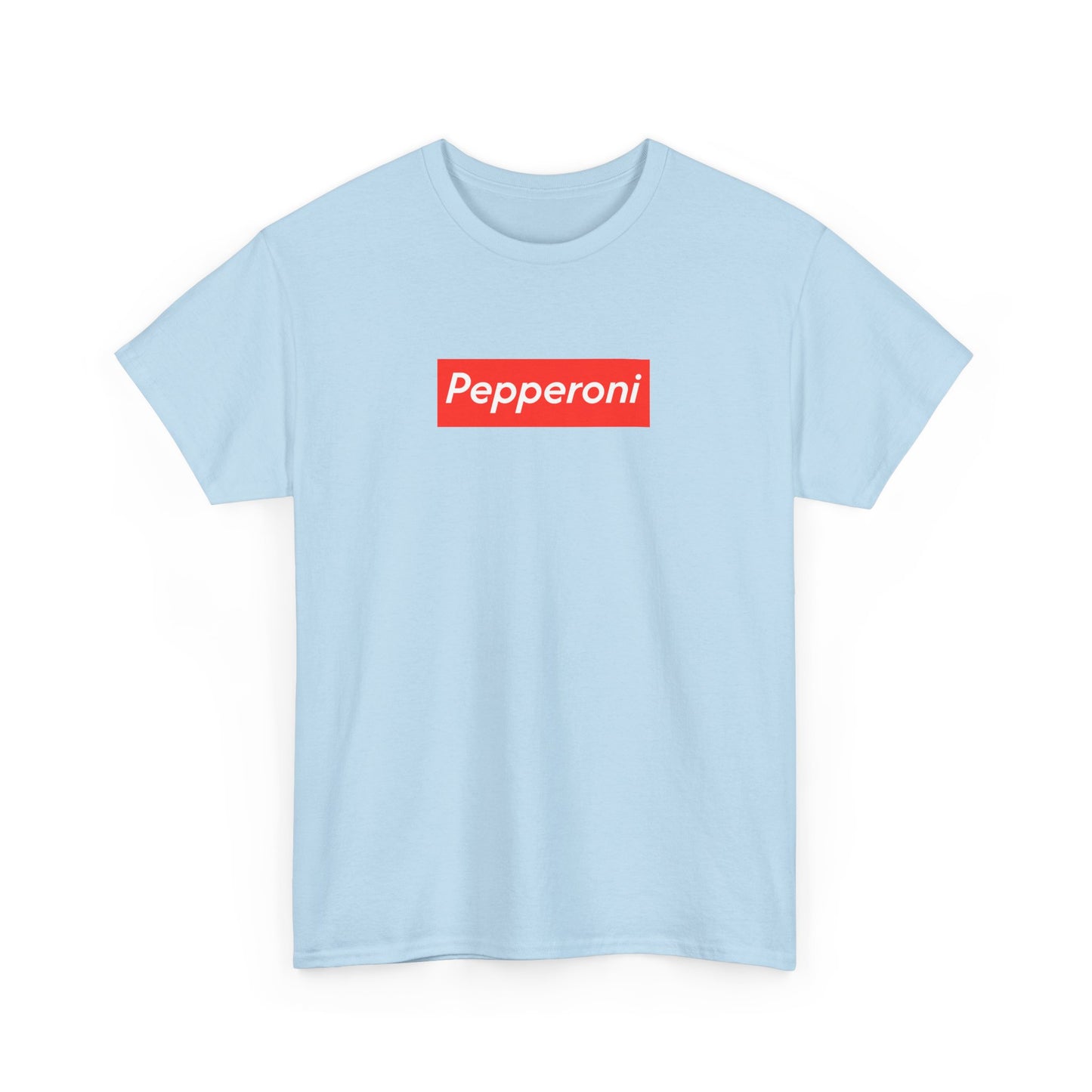 Pepperoni Boxed Logo - Heavy Cotton Tee by Gildan, Boxed Out Logo Shirt, Pizza Box Tee, Cotton T-Shirt