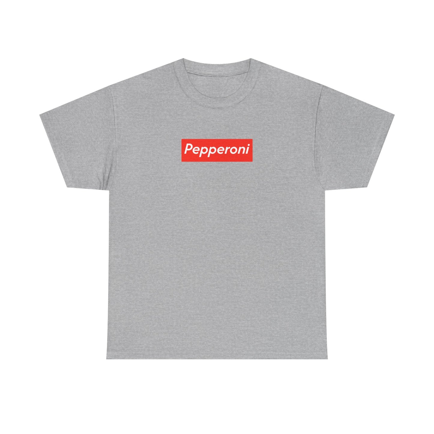 Pepperoni Boxed Logo - Heavy Cotton Tee by Gildan, Boxed Out Logo Shirt, Pizza Box Tee, Cotton T-Shirt