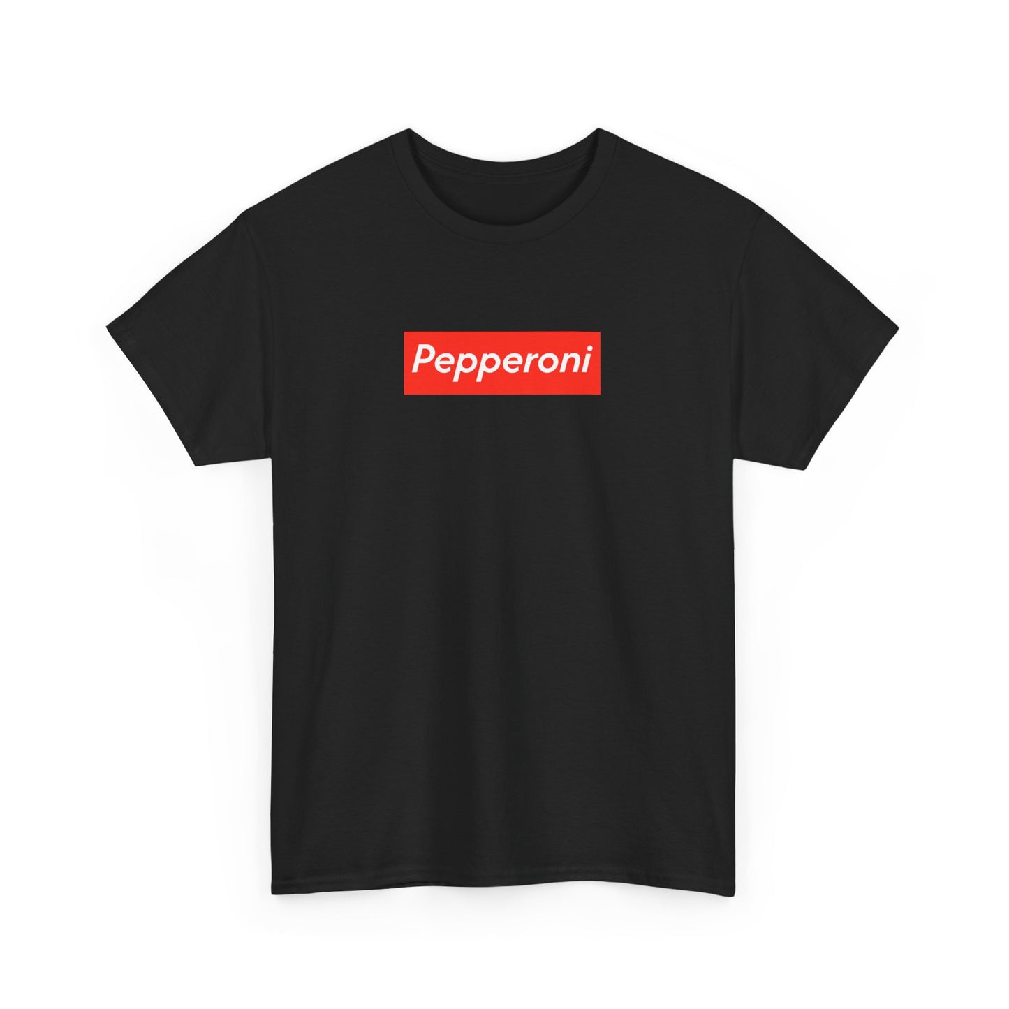 Pepperoni Boxed Logo - Heavy Cotton Tee by Gildan, Boxed Out Logo Shirt, Pizza Box Tee, Cotton T-Shirt