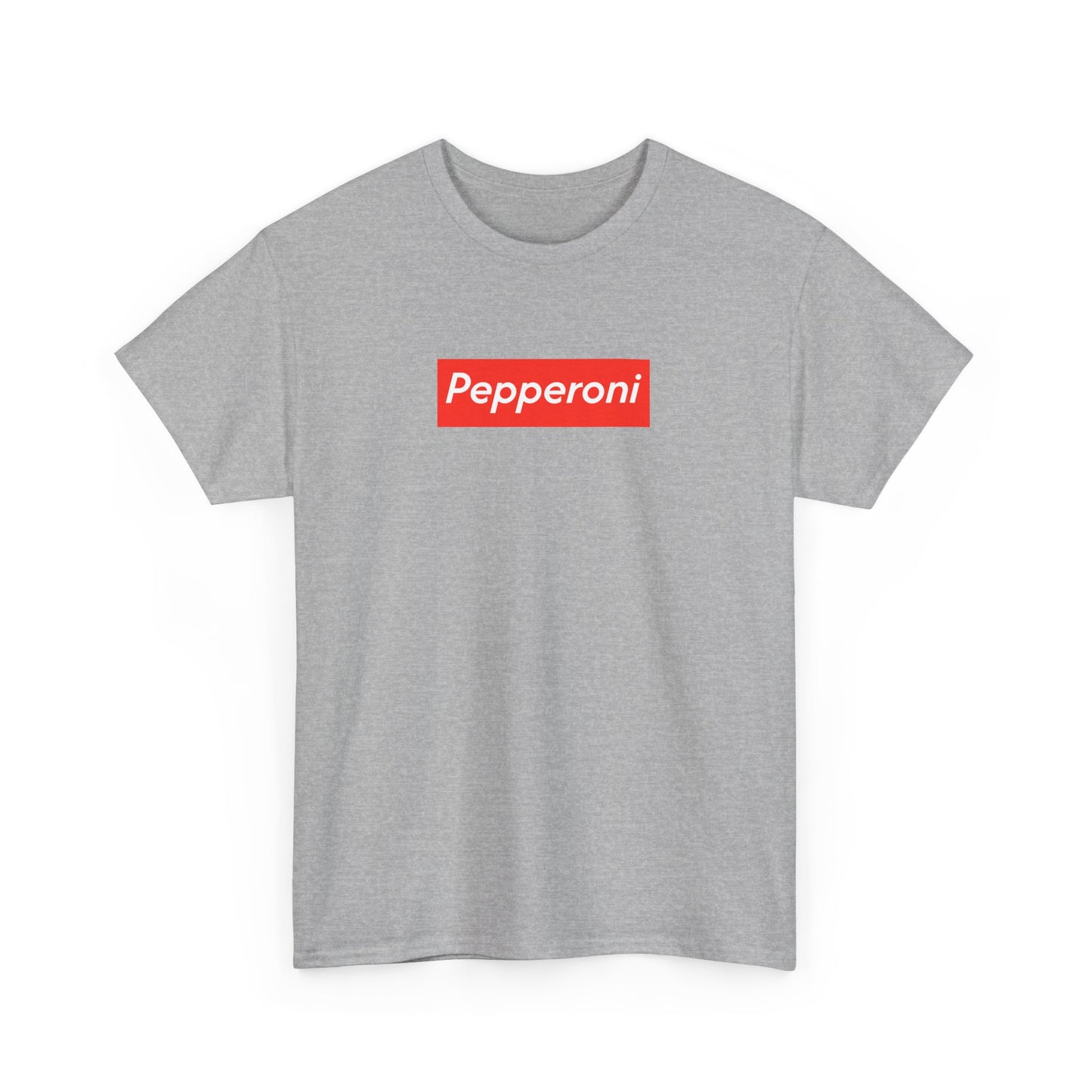 Pepperoni Boxed Logo - Heavy Cotton Tee by Gildan, Boxed Out Logo Shirt, Pizza Box Tee, Cotton T-Shirt