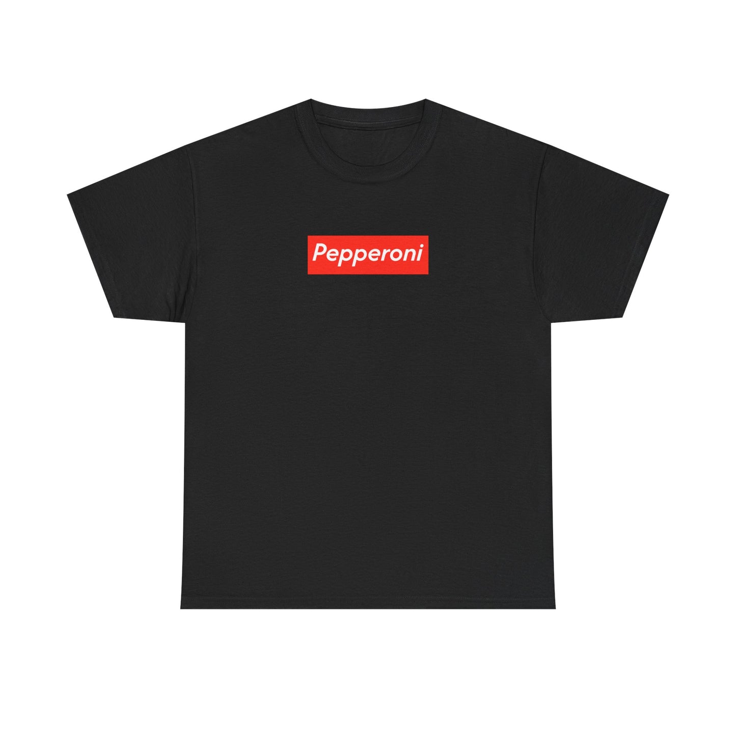 Pepperoni Boxed Logo - Heavy Cotton Tee by Gildan, Boxed Out Logo Shirt, Pizza Box Tee, Cotton T-Shirt