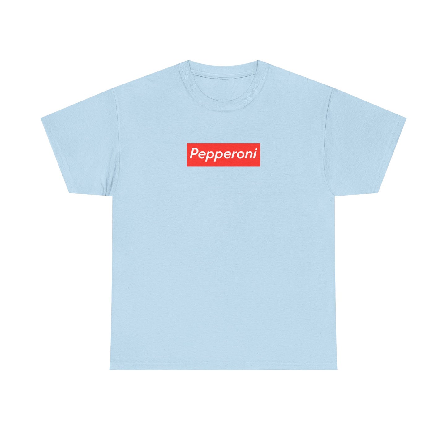 Pepperoni Boxed Logo - Heavy Cotton Tee by Gildan, Boxed Out Logo Shirt, Pizza Box Tee, Cotton T-Shirt
