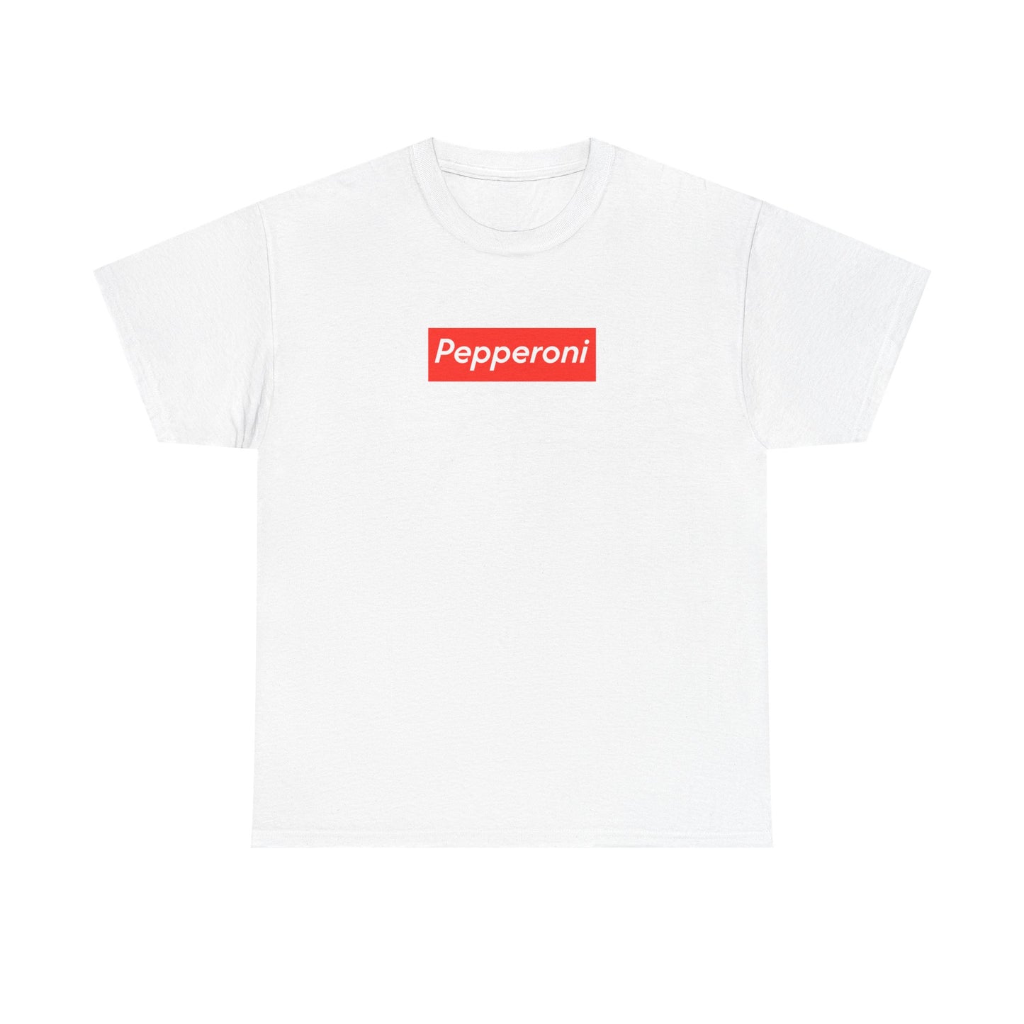 Pepperoni Boxed Logo - Heavy Cotton Tee by Gildan, Boxed Out Logo Shirt, Pizza Box Tee, Cotton T-Shirt