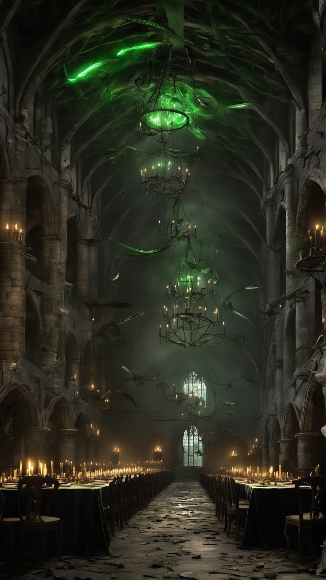 Hogwarts... But The Good Guys Lost - Ai Phone Wallpaper Pack (Ruined Great Hall)