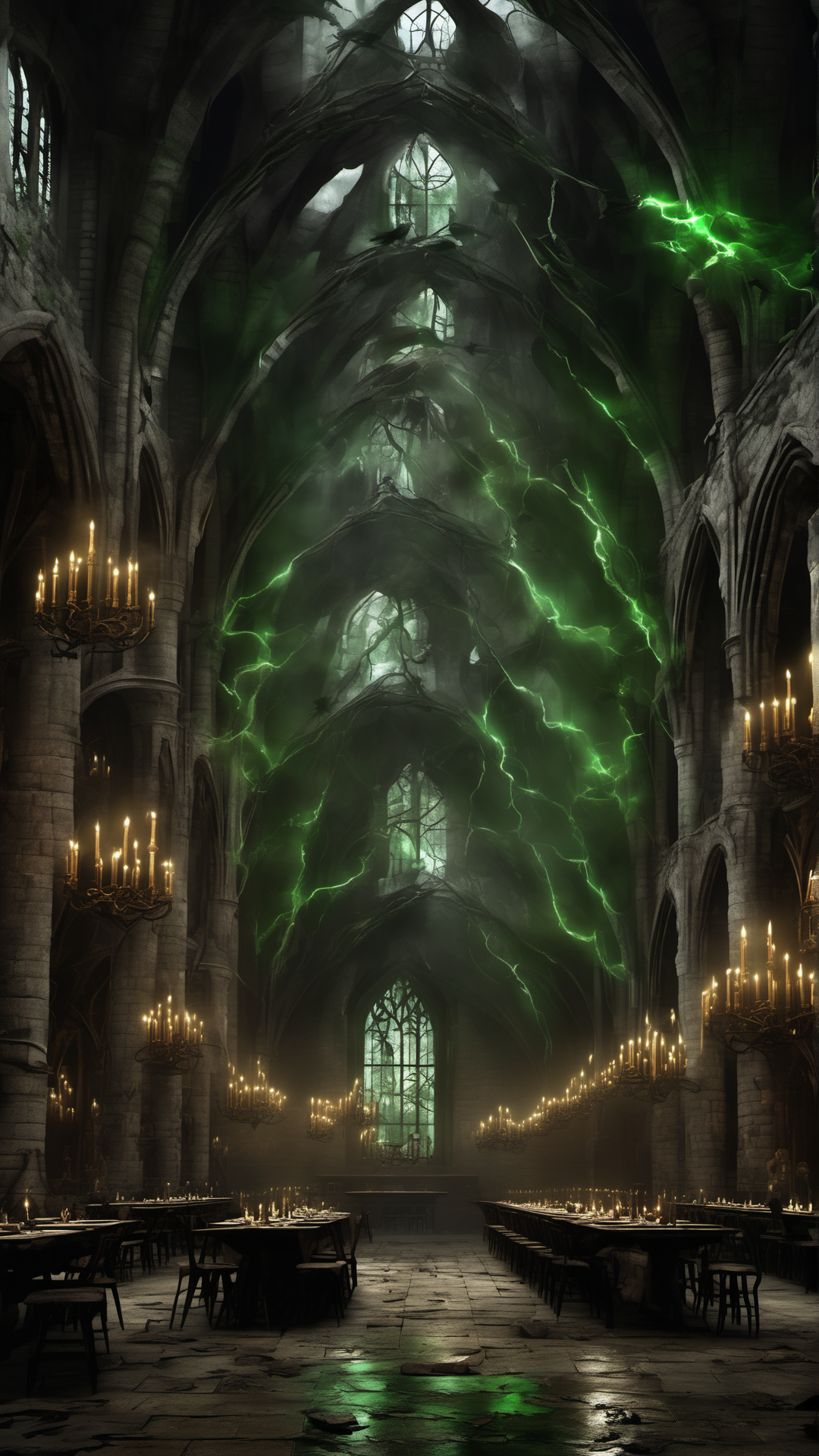Hogwarts... But The Good Guys Lost - Ai Phone Wallpaper Pack (Ruined Great Hall)