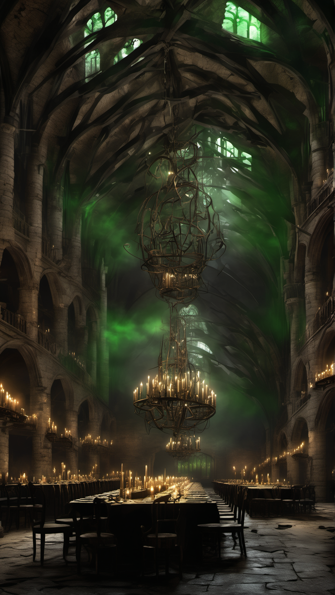Hogwarts... But The Good Guys Lost - Ai Phone Wallpaper Pack (Ruined Great Hall)