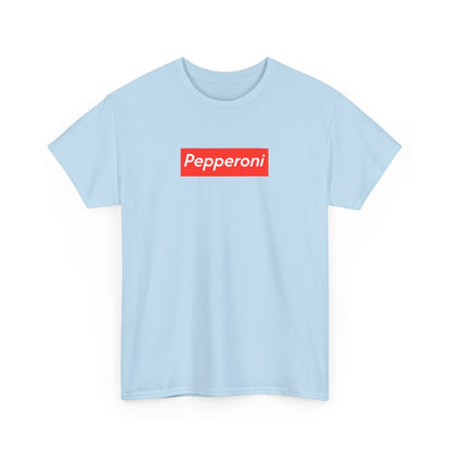Pepperoni Boxed Logo - Heavy Cotton Tee by Gildan, Boxed Out Logo Shirt, Pizza Box Tee, Cotton T-Shirt