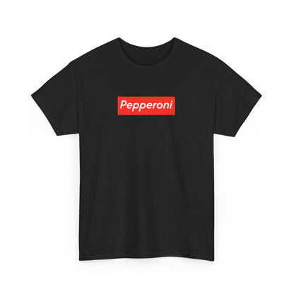 Pepperoni Boxed Logo - Heavy Cotton Tee by Gildan, Boxed Out Logo Shirt, Pizza Box Tee, Cotton T-Shirt