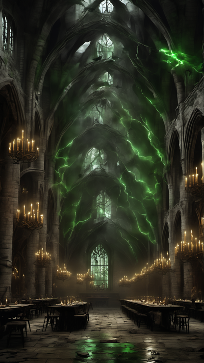Hogwarts... But The Good Guys Lost - Ai Phone Wallpaper Pack (Ruined Great Hall)